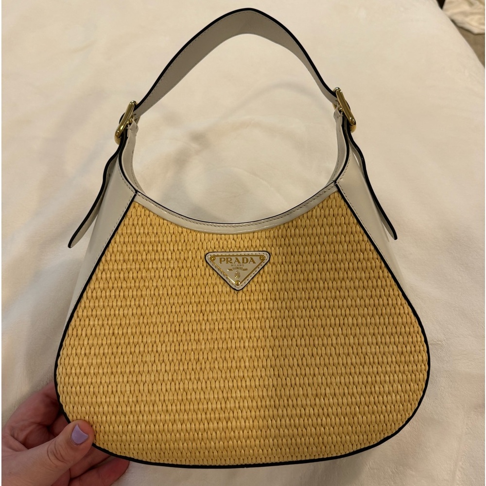 Prada Triangle-logo woven Cleo shoulder bag